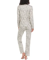 Flora by Nikrooz Erica Lace-Trim Printed Knit Pajama Set