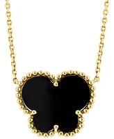 Effy Onyx Butterfly Silhouette 18" Pendant Necklace in 14k Gold