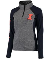 Women's Gray, Navy Illinois Fighting Illini Finalist Quarter-Zip Pullover Jacket