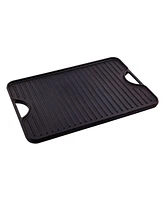 Victoria Large Rectangular Reversible Cast Iron Griddle, Solid, 20" x 14", Seasoned
