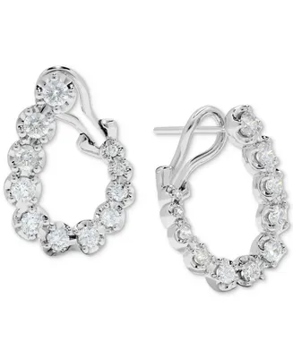 Diamond Spiral Hoop Earrings (1-1/2 ct. t.w.) in 14k White Gold