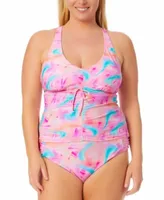 Salt Cove Plus Size Tie Dye Tankini Top Bikini Bottoms