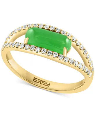 Effy Dyed Green Jade & Diamond (1/4 ct. t.w.) Openwork Ring in 14k Gold