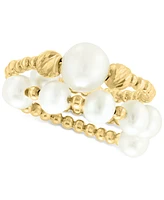 Effy Cultured Freshwater Pearl (4-1/2 - 7mm) Beaded Coil Ring in 14k Gold