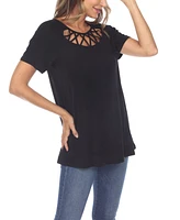 Women's Crisscross Cutout Short Sleeve Top