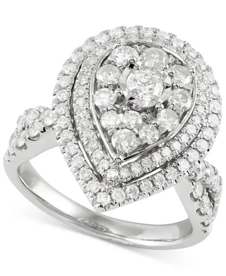 Diamond Teardrop Halo Cluster Engagement Ring (2 ct. t.w.) in 14k White Gold