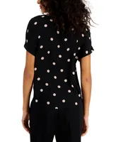 Anne Klein Polka-Dot Boat-Neck Blouse