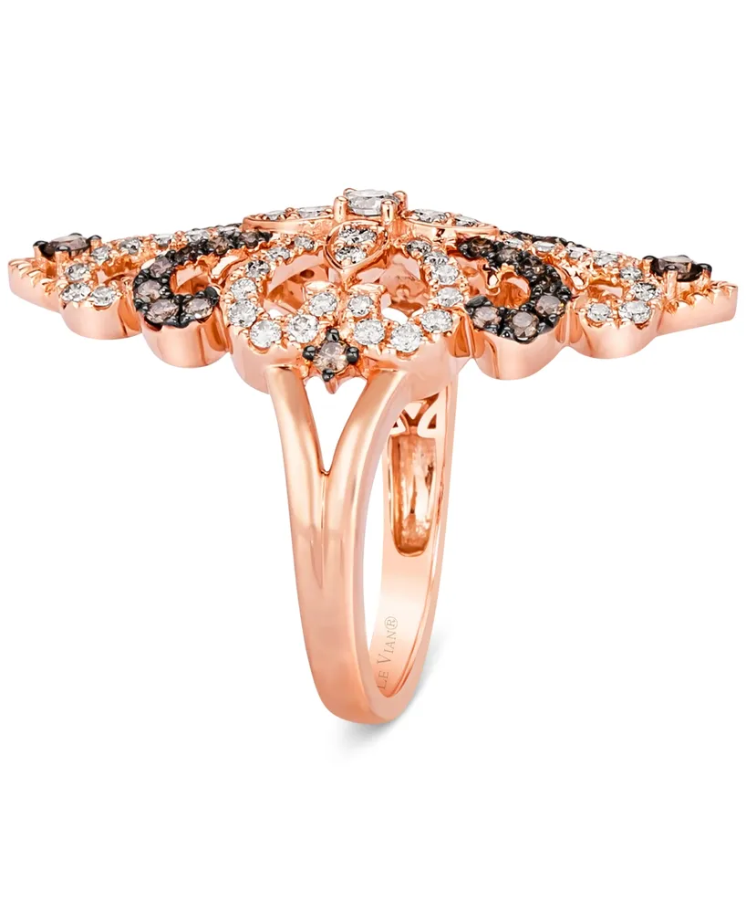 Le Vian Chocolate Diamond (3/4 ct. t.w.) & Nude Diamond (3/8 ct. t.w.) Filigree Statement Ring in 14k Rose Gold