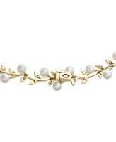 Cultured Freshwater Pearl (5mm) & Diamond (1/2 ct. t.w.) Vine 16" Collar Necklace in 14k Gold-Plated Sterling Silver