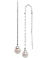 Cultured Freshwater Pearl (8mm) Threader Earrings in Sterling Silver