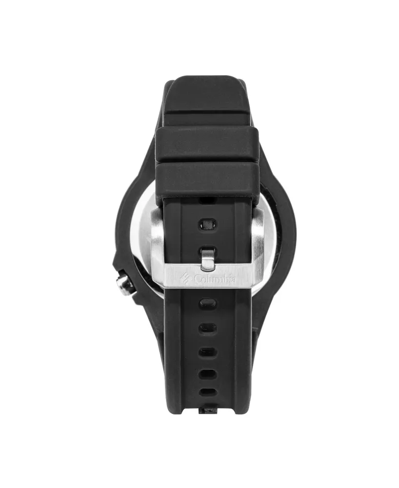 Columbia Unisex Trailhead Analog Black Silicone Strap Watch, 46mm