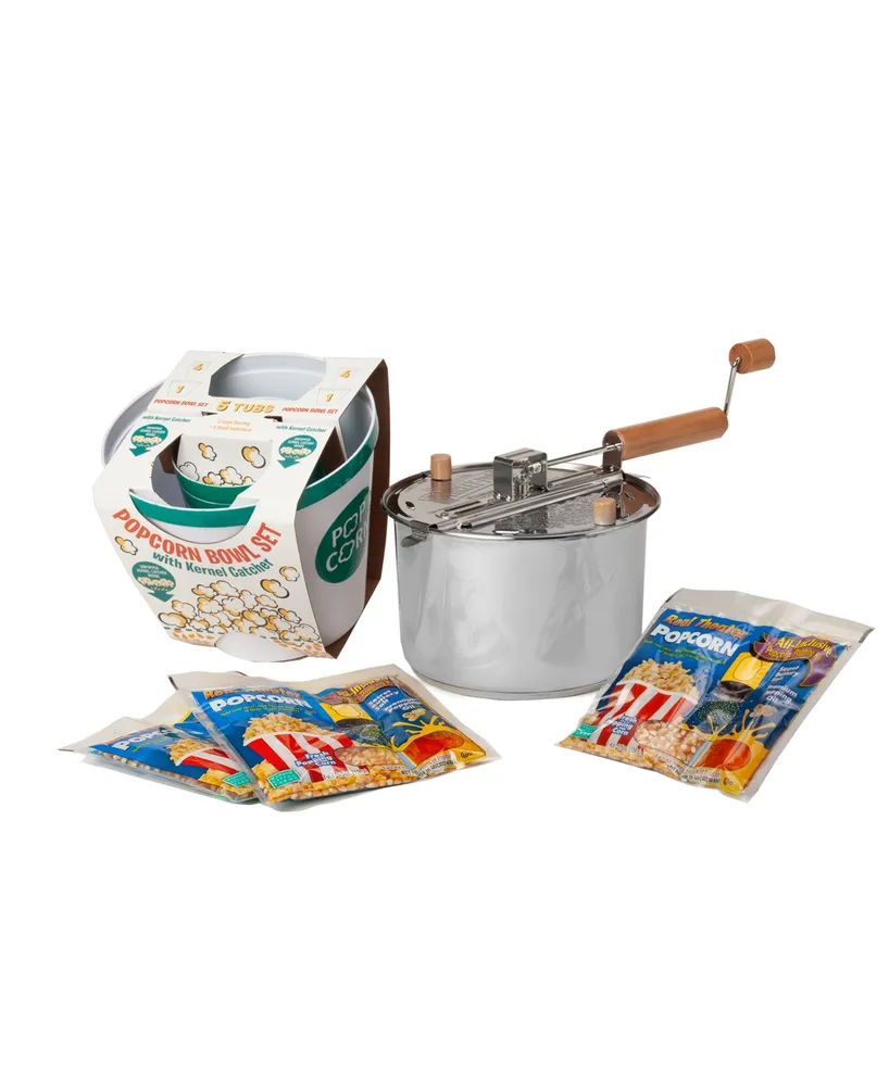 Wabash Valley Farms Vintage Whirley Pop & Retro Popcorn Set 