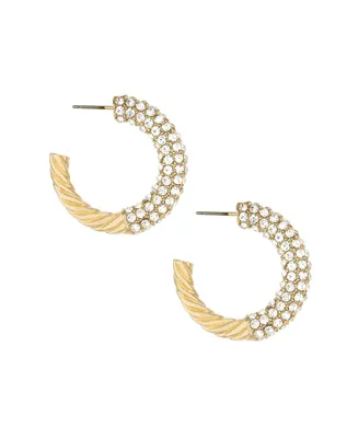 Ettika Glass Embellished Hoop Earrings - Gold