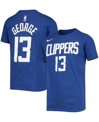 Big Boys and Girls Paul George Royal La Clippers Logo Name Number Performance T-shirt