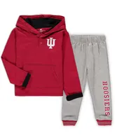 Toddler Boys and Girls Crimson, Heathered Gray Indiana Hoosiers Poppies Hoodie Sweatpants Set, Pack of 2