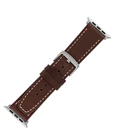 WITHit Smooth Brown Leather Band designed for Apple Watch 42mm (Series 1-3 only) & 44/45/46/49mm (Ultra & Ultra 2)