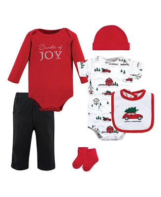 Hudson Baby Baby Boys Hudson Unisex Cotton Layette Set, Christmas Scene, 3-6 Months