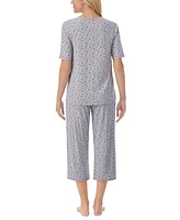 Cuddl Duds Printed Elbow-Sleeve Top & Capri Pants Pajama Set