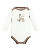 Hudson Baby Baby Boys Hudson Cotton Long-Sleeve Bodysuits, Forest Deer -Pack