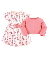 Touched by Nature Baby Girls Organic Cotton Dress and Cardigan