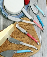 French Home Laguiole Coral and Turquoise Cheese Knife and Spreader Set, 7 Piece.