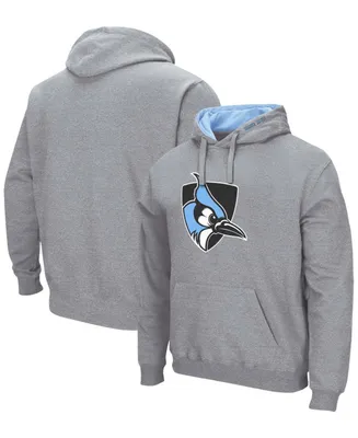 Men's Colosseum Heather Gray Johns Hopkins Blue Jays Arch and Logo Pullover Hoodie