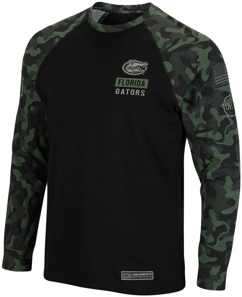 Men's Colosseum Black Florida Gators Oht Military-Inspired Appreciation Camo Raglan Long Sleeve T-shirt