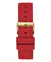 Guess Women's Glitz Red Silicone Strap Multi-Function Watch, 38mm