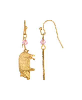2028 Gold-Tone Pig Drop Earrings