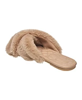 French Connection Women's Sege Slide Criss-Cross Faux Fur Sandals