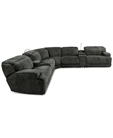 Sebaston -Pc. Fabric Sectional with Power Motion Recliners and 2 Usb Consoles