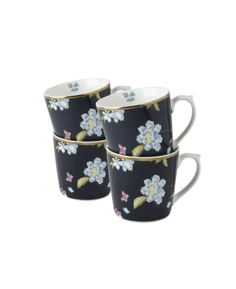 Laura Ashley Heritage Collectables 10 Oz Midnight Uni Mugs in Gift Box, Set of 4