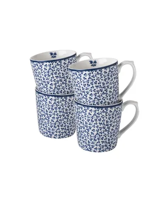 Laura Ashley Blueprint Collectables 17 Oz Floris Mugs in Gift Box, Set of 4
