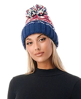 Marcus Adler Women's Fair Isle Heart Knit Pom Beanie