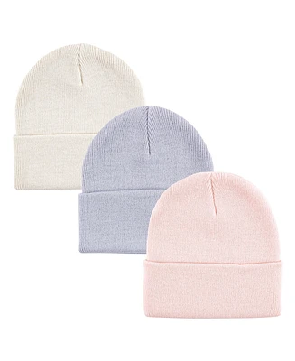 Baby Girls Knit Cuffed Beanie, Pack of 3