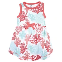 Touched by Nature Toddler Girls Organic Cotton Sleeveless Dresses, Coral Reef