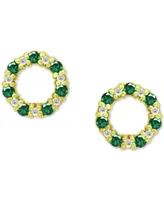 Giani Bernini Lab-Grown Green Quartz & Cubic Zirconia Circle Stud Earrings in 18k Gold-Plated Sterling Silver, Created for Macy's