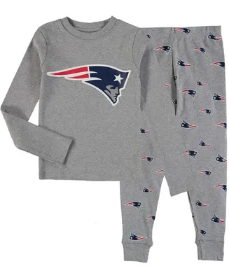 Little Boys Heathered Gray New England Patriots Long Sleeve T-shirt Pants Sleep Set