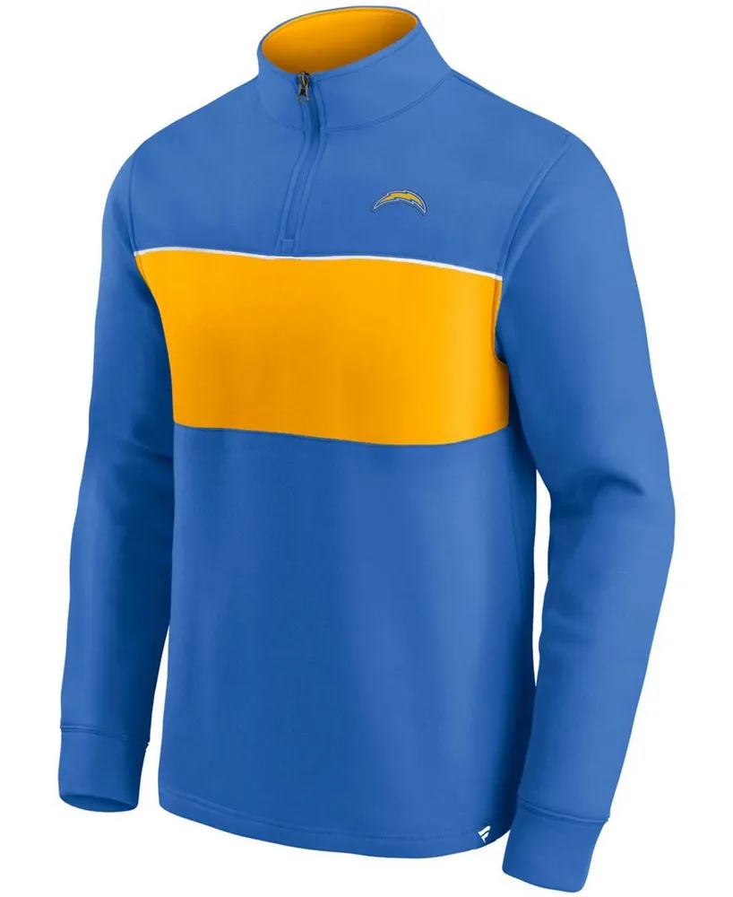 Men's Powder Blue and Gold Los Angeles Chargers Block Party Quarter-Zip Jacket