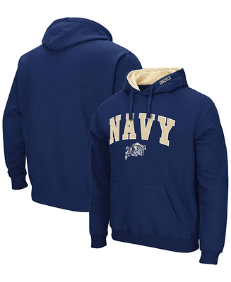 Men's Colosseum Navy Midshipmen Arch and Logo 3.0 Pullover Hoodie