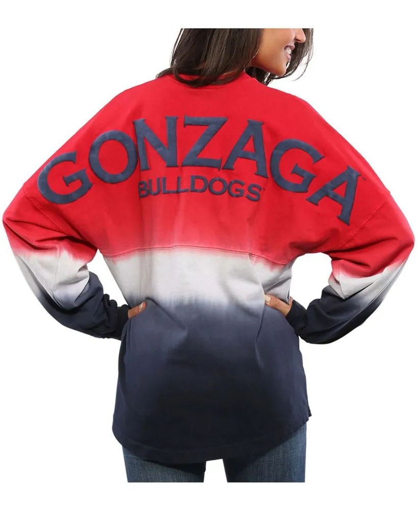 Women's Red Gonzaga Bulldogs Ombre Long Sleeve Dip-Dyed T-shirt