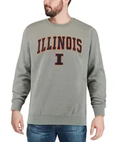 Men's Heather Gray Illinois Fighting Illini Arch Logo Crew Neck Sweatshirt