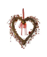 Glitzhome 17" Lighted Valentine's Berry Heart Wreath