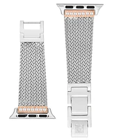 Anne Klein Women's Premium Crystal and Silver-Tone Stainless Steel Mesh Band designed for Apple Watch 42mm (Series 1