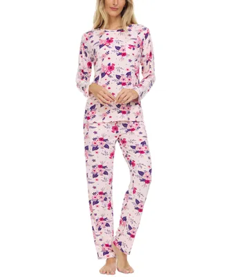 Flora by Nikrooz Erica Lace-Trim Printed Knit Pajama Set