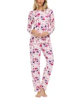 Flora by Nikrooz Erica Lace-Trim Printed Knit Pajama Set