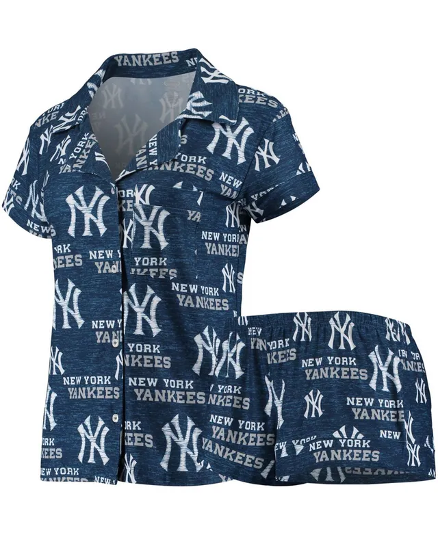 Concepts Sport Women's Royal New York Mets Zest Allover Print Button-Up Shirt and Shorts Sleep Set