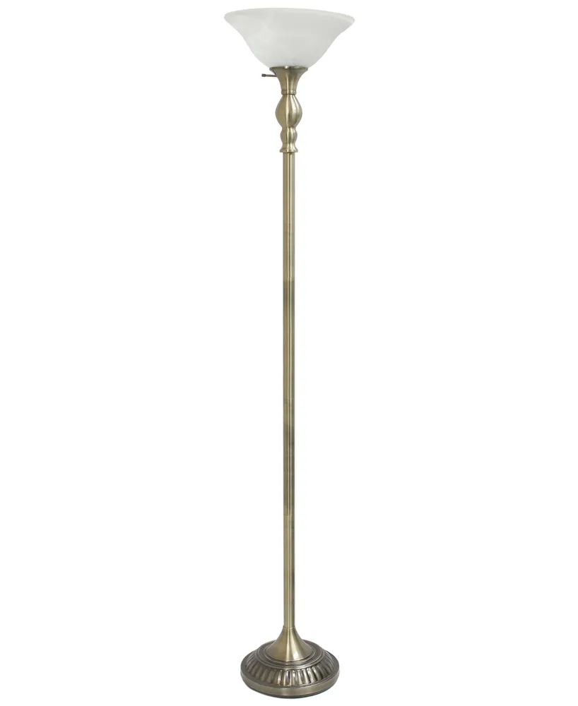 Lalia Home Classic 1 Light Torchiere Floor Lamp with Marbleized Glass Shade