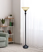 Lalia Home Classic 1 Light Torchiere Floor Lamp with Marbleized Glass Shade