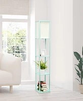 Lalia Home Column Shelf Floor Lamp with Linen Shade